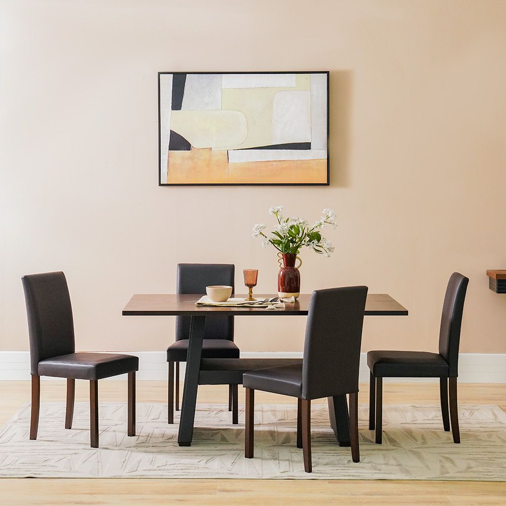 طقم طاولة سفرة خشبي 1+6