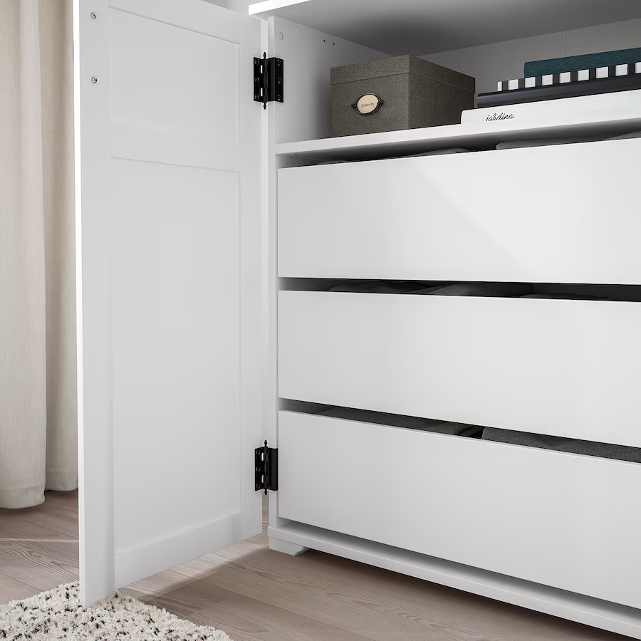 خزانة مع أدراج., أبيض