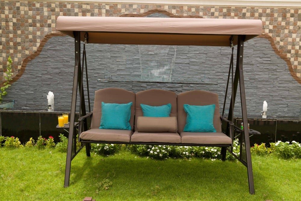 أرجوحة 3 مقاعد بمظلة من الدورا